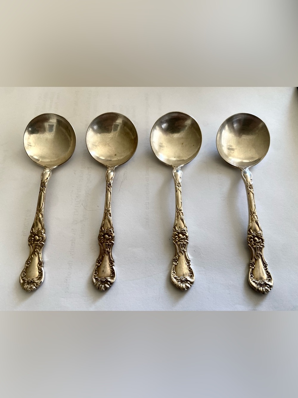 Vtg 1835 R. Wallace Ornate Floral Silver Plated Serving Spoons - Set of 4